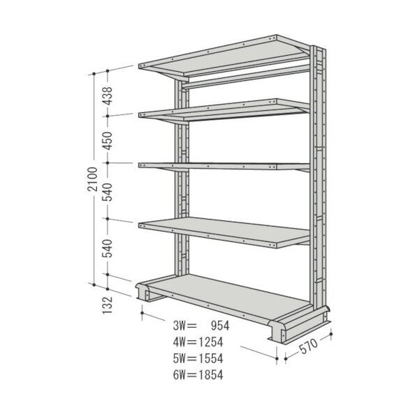 キャンチラック単式増結1連W1904D570H2100F5 CR76S-S5B 1点