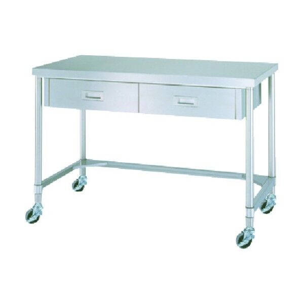ステンレス作業台片面引出付三方枠キャスター付 1200×450×高さ800 WDTNC-12045-U75 1点
