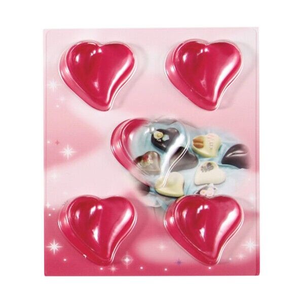 チョコレートモールド キラリハートカーブ5 No.1190 3897310 63-7145-95 1点