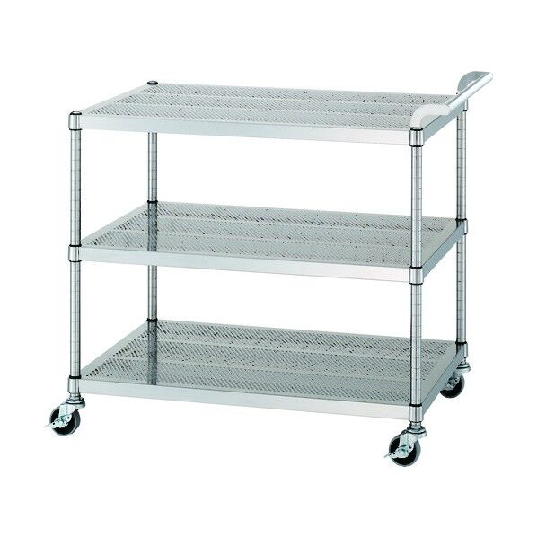 ステンレスワゴンガードなしパンチング棚3段 間口900×奥行450×高さ800 PMN03-9045-U75 1点