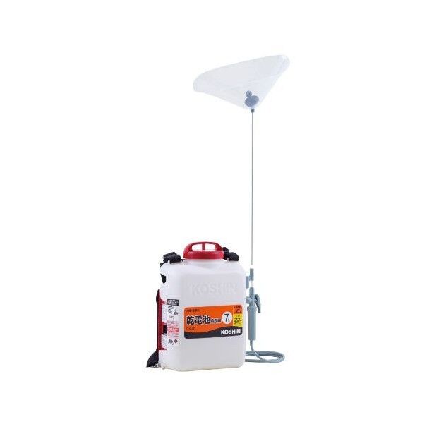 背負い乾電池式噴霧器 白.赤 D308×W185×H421 7L DK-7D 1