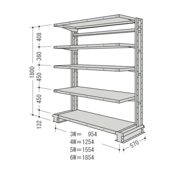 キャンチラック単式増結1連W1004D570H1800F3 CR63S-S5B 1点