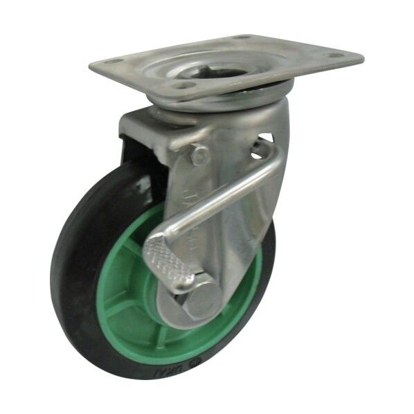 樹脂製ゴム車輪ステンレス製自在車ストッパー付 75 PNJAB75 1点