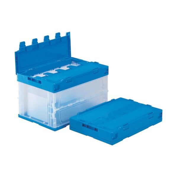 フタ一体型折りたたみコンテナー 554310 サンクレットオリコンP51B透明青