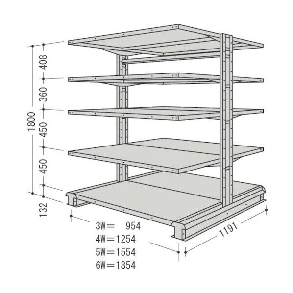 キャンチラック複式増結1連W1604D1191H1800F3 CR65L-W5B 1点