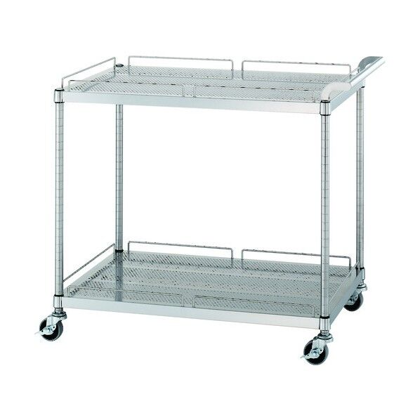 ステンレスワゴンガード付パンチング棚2段 間口750×奥行450×高さ800 PMN20-7545-U75 1点