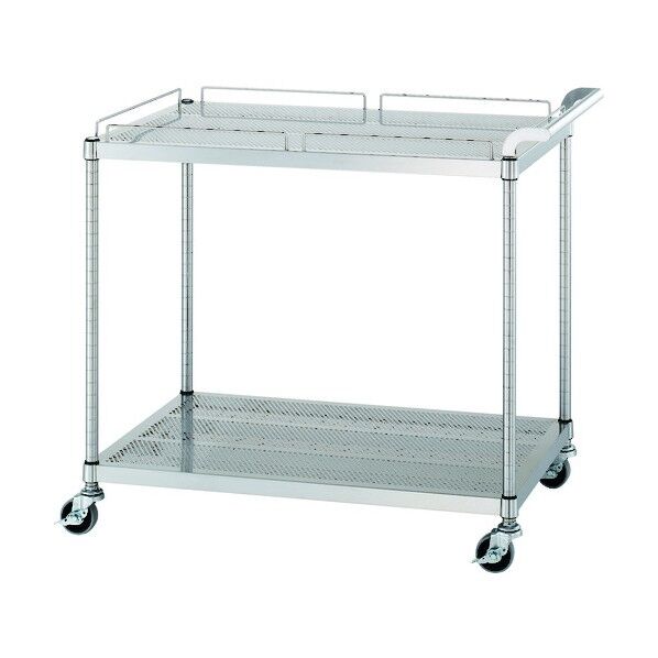 ステンレスワゴン パンチング棚 ガード付1段ガード無1段 間口750×奥行600×高さ800 PMN11-7560-U75 1点