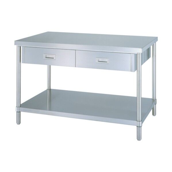 ステンレス作業台両面引出付ベタ棚 間口1800×奥行750×高さ800 WDWB-18075 1点