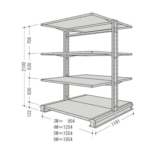 キャンチラック複式増結1連W1604D1191H2100F4 CR75L-W4B 1点