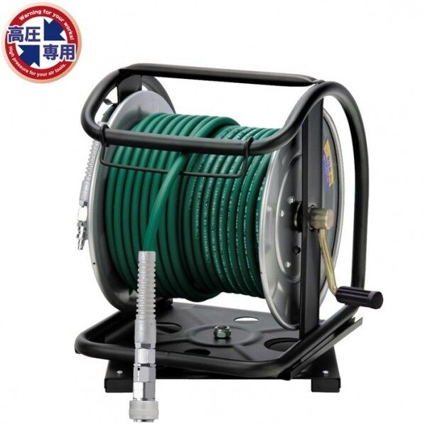 高圧用C型ドラム(エアリール) 回転台付き ステンレス製 グリーン 内径6.0mm×外径10.0mm×30m HPD-630TC-S 1台