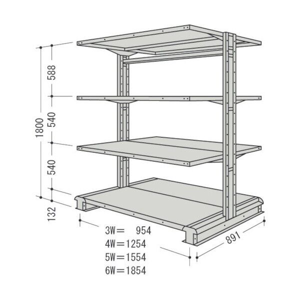 キャンチラック複式増結1連W1604D1191H1800F3 CR65S-W4B 1点