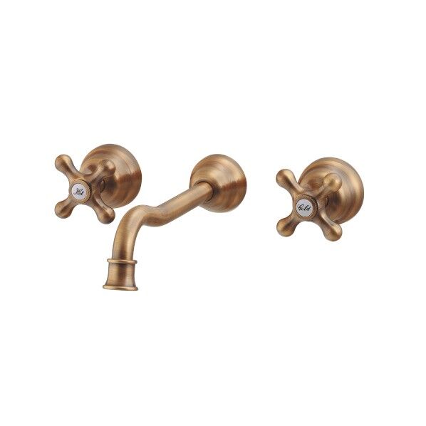 壁付2ハンドル混合栓 オールドブラス 125-002-AB 1個