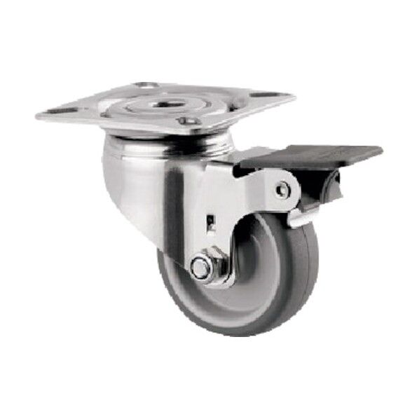 プレート式キャスターAGILA(エラストマー車・ステンレス金具) φ50 自在式(ホイールロック付) 7475PJO050P40 1点