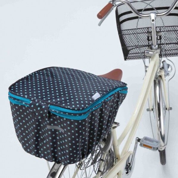 2段式後カゴカバー ブラック/水玉