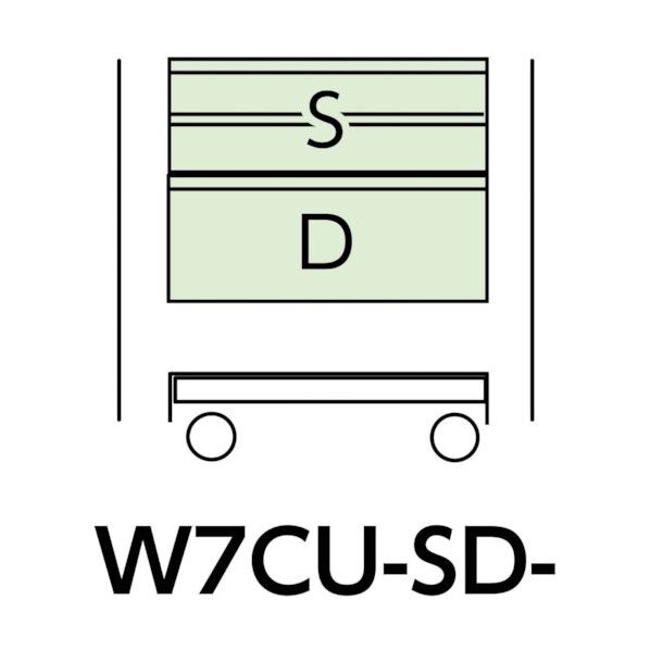 スペシャルワゴン 移動式 キャビネット浅型2段×1台、超深型1段×1個アイボリー W7CU-SD-IV 1点