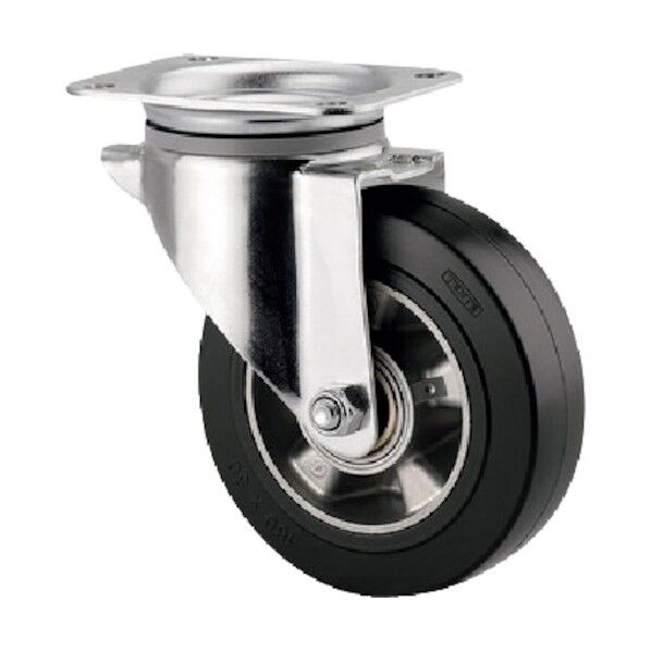 プレート式キャスターALPHA(ゴム車) φ100 自在式 3470IEP100P62 1点