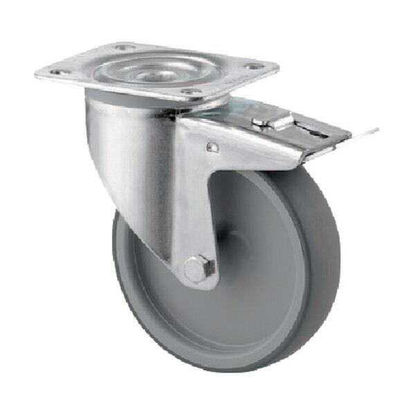 プレート式キャスターALPHA(エラストマー車) φ125 自在式(トータルロック付) 3477PJR125P62 1点