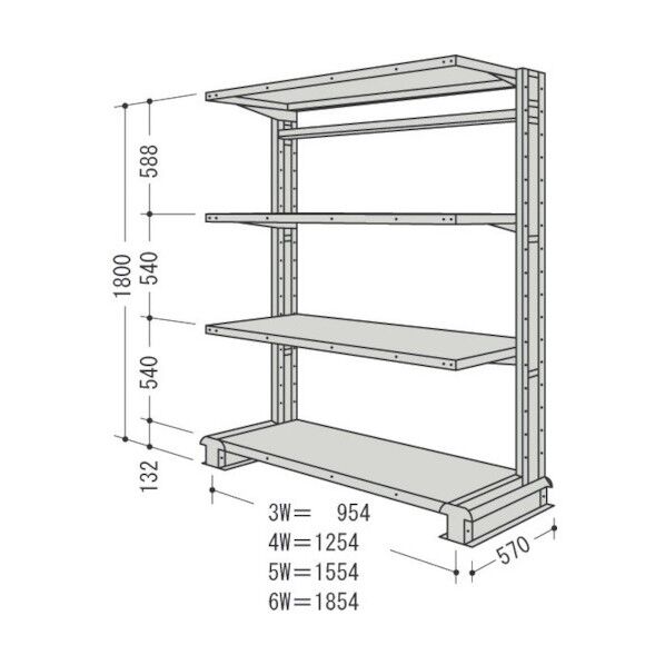 キャンチラック単式増結1連W1304D570H1800F3 CR64S-S4B 1点