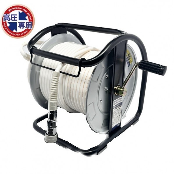 高圧用C型エアドラム(スムージーホース付) ロック一発カプラ スチール ホワイト 内径 Φ6mm×30m WHD-630C 1個