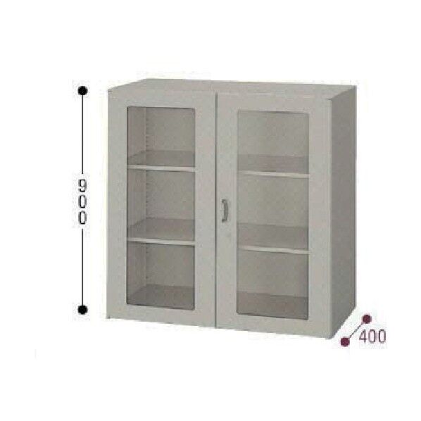 ガラス両開き書庫 W899×D400×H900 NWS-0909KG-AW 1点