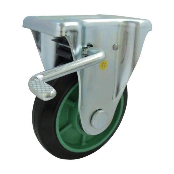 樹脂製ゴム車輪(ベアリング入)固定金具ストッパー付 200 PNKB200 1点