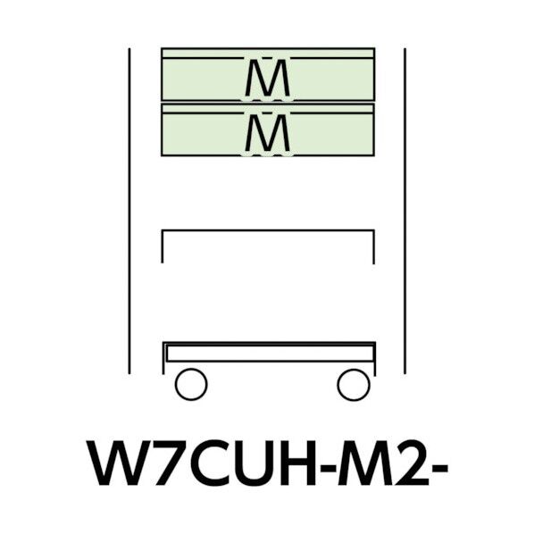 スペシャルワゴン 移動式 キャビネット深型1段×2個グリーン W7CUH-M2-G 1点