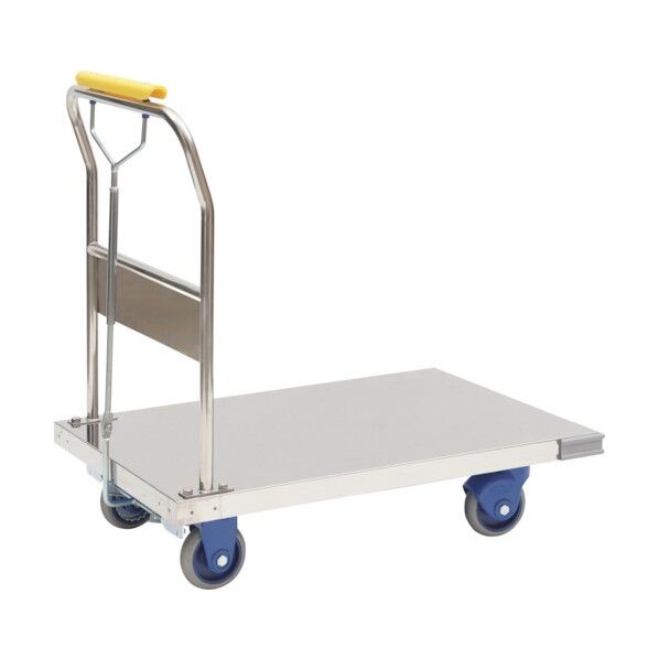 ハンドブレーキ付ハンドル固定式小型静音ステンレス台車