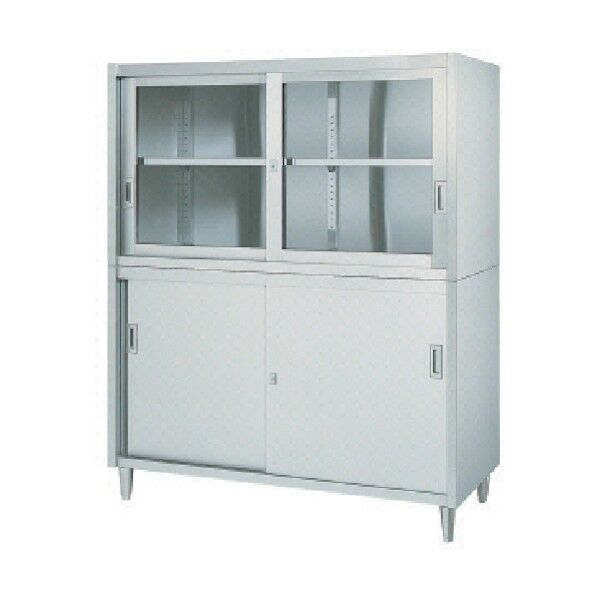 ステンレス保管庫上部ガラス戸下部ステンレス戸アジャスト仕様 VAG-18060 1点