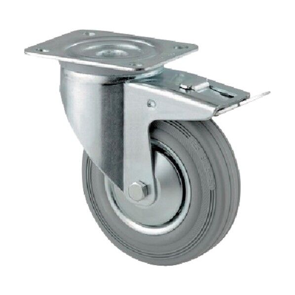 プレート式キャスターALPHA(タイヤ痕レスタイプ) φ160 自在式(トータルロック付)