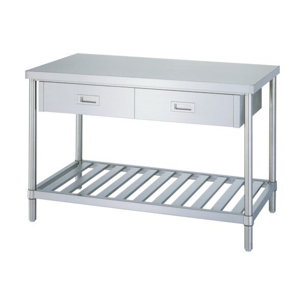 ステンレス作業台片面引出付スノコ棚 間口1800×奥行450×高さ800 WDSN-18045 1点