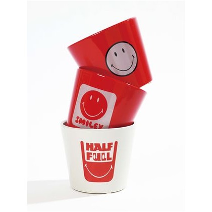 スモールスマイリーポットホワイトレッドHALFFULL レッド Φ10.5×H9cm 693-273 1