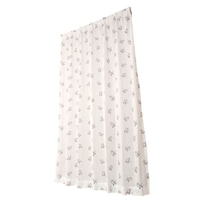 キッズレースカーテン ながぐつをはいたねこ うすじ グレイ 幅100×丈133cm 2枚組