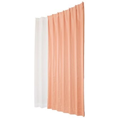 遮光性ドレープ&レースカーテン ラスタープラス アプリコット 幅100×丈120cm 4枚組