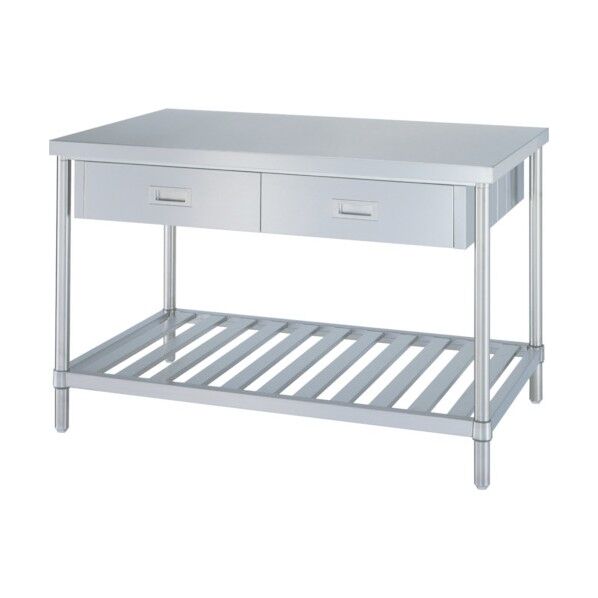 ステンレス作業台両面引出付スノコ棚 間口1800×奥行900×高さ800 WDWS-18090 1点