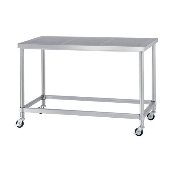 ステンレス作業台パンチング天板四方枠キャスター付 間口1500×奥行600×高さ800 PWZNC-15060-U75 1点