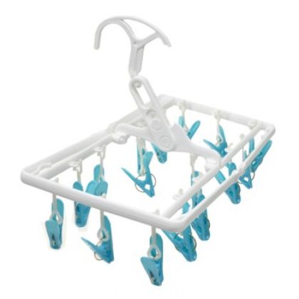 ピンチハンガー 室内&外干し用 ミニ 角ハンガー16ピンチ ブルー 1