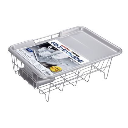 水切りかご ポゼ Sコート 水が流れるトレー付 水切りタテ型 シルバー 1