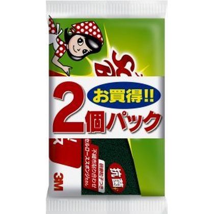 スコッチブライト 抗菌セルローズ スポンジたわし 2個