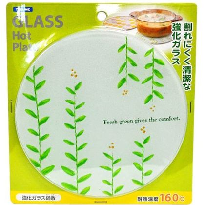 ガラス鍋敷 リーフ柄 1