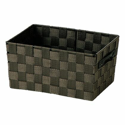 PP編み 収納ボックス カラーボックス用 ハーフ浅型 ダークブラウン 1