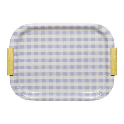 NSトレー 取手付 ミルキーチェック ブルー M 1