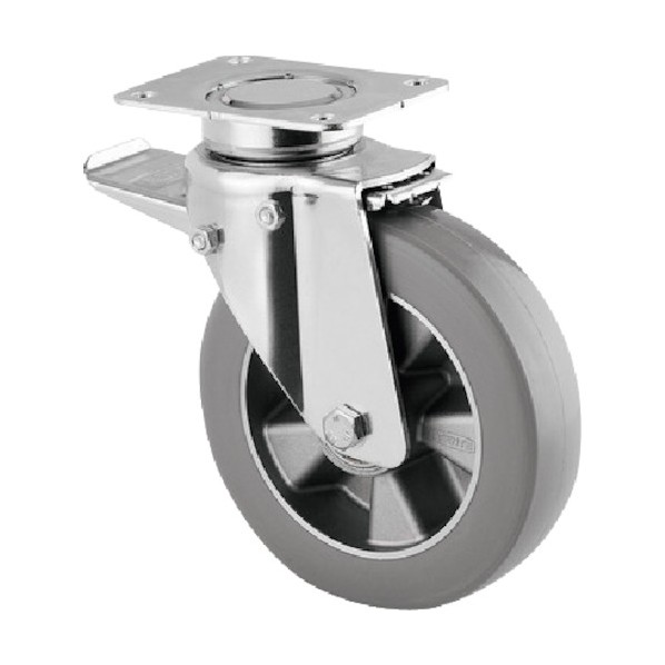 重荷重用高性能旋回キャスターDELTA(ウレタン車・メンテナンスフリー) φ125 自在式(トータルロック付) 3642ITP125P63 SH80 CONVEX 1点