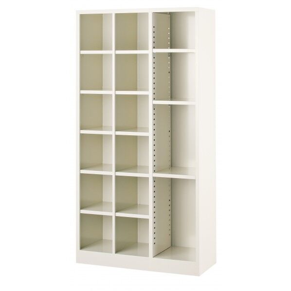 オープンシューズボックス 2列6段(12人用)+1列フリー(棚板3枚付き) セミホワイト BS-F361 1台