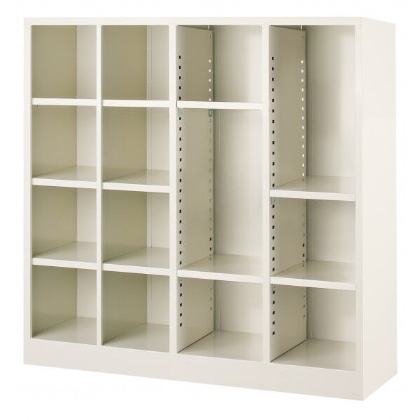 オープンシューズボックス 2列4段(8人用)+2列フリー(棚板4枚付き) セミホワイト BS-F442 1台