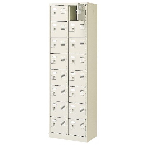 扉付 シューズボックス 鍵付 2列8段(16人用)
