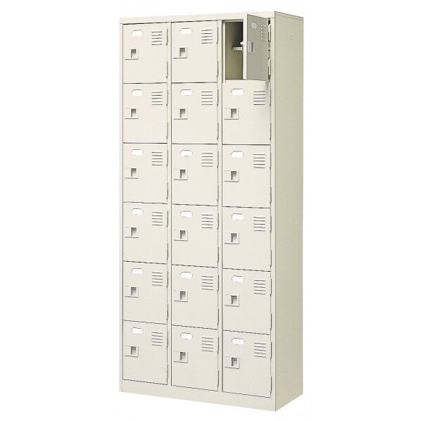 扉付 シューズボックス 鍵無 3列6段(18人用)