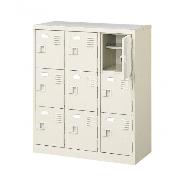 扉付 シューズボックス 鍵付 3列3段(9人用)