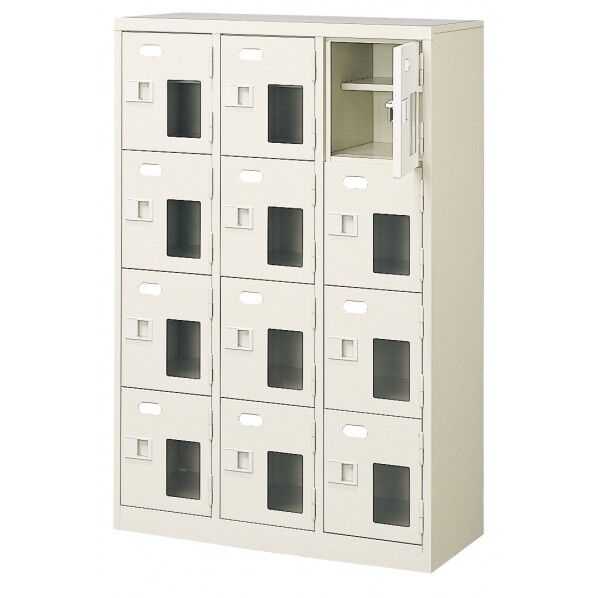 扉付 シューズボックス 鍵無 3列4段(12人用)