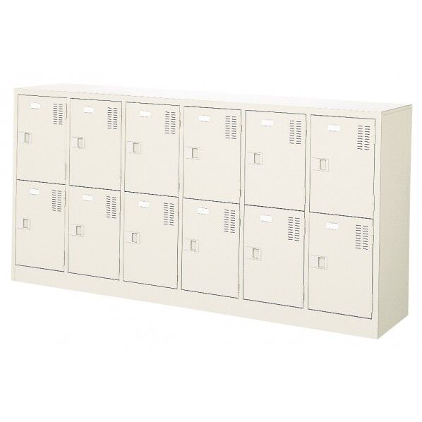 三島精器 扉付 シューズボックス 鍵付 6列2段(12人用) セミホワイト BRT-12KN 1台...