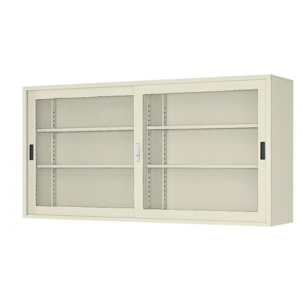 整理戸棚 ガラス引違戸(上置き用) セミホワイト BER-G16N 1台